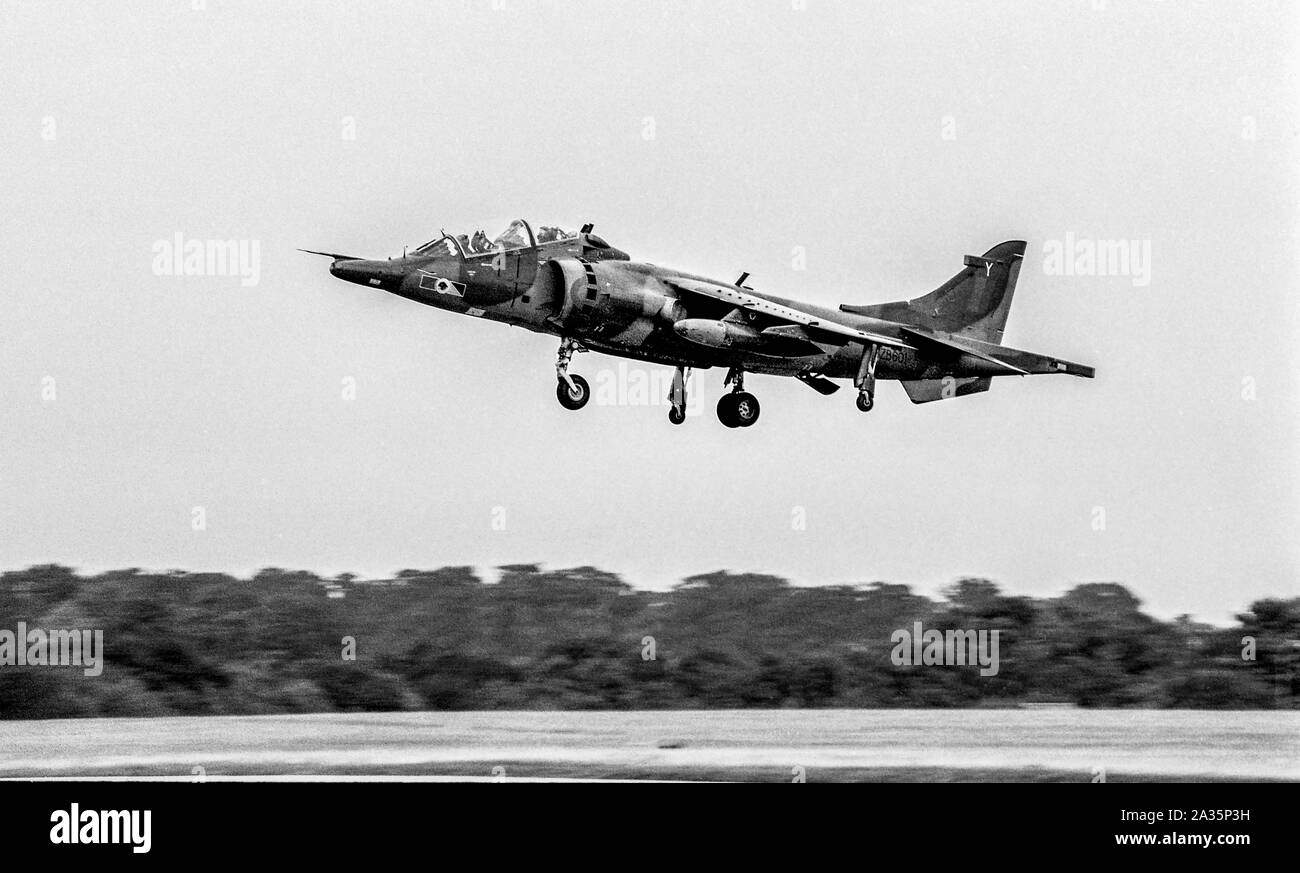 Un Harrier Jump Jet in base a RAF Wittering vicino a Peterborough Foto Stock
