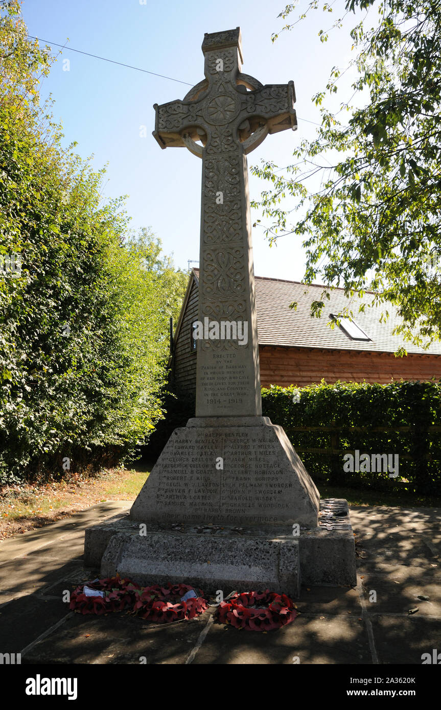 War Memorial, Barkway, Hertfordshire Foto Stock