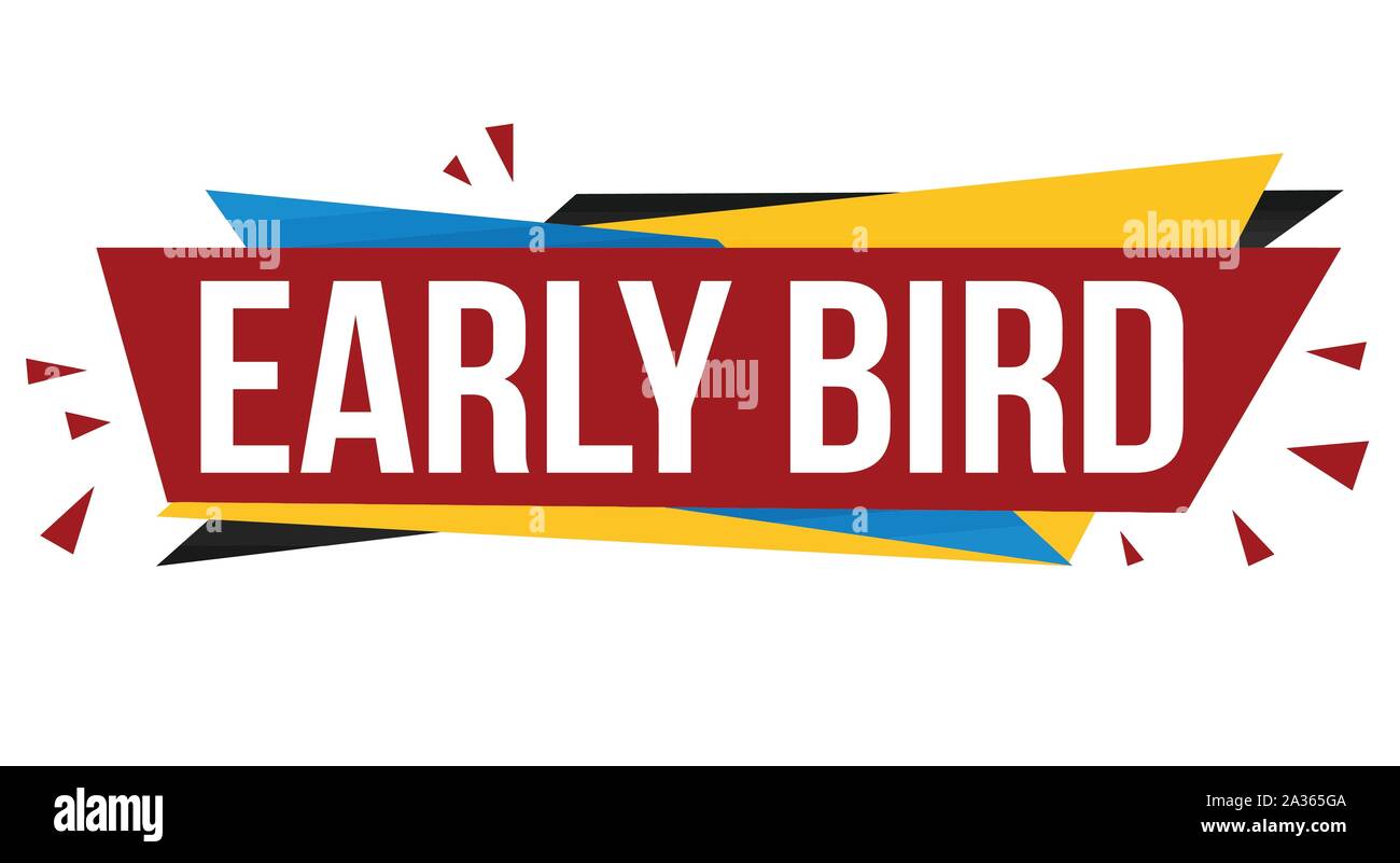 Early Bird design banner su sfondo bianco, illustrazione vettoriale Illustrazione Vettoriale