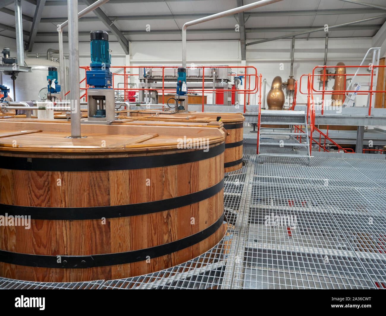A Washbacks Edradour distilleria di whisky in Scozia Foto Stock