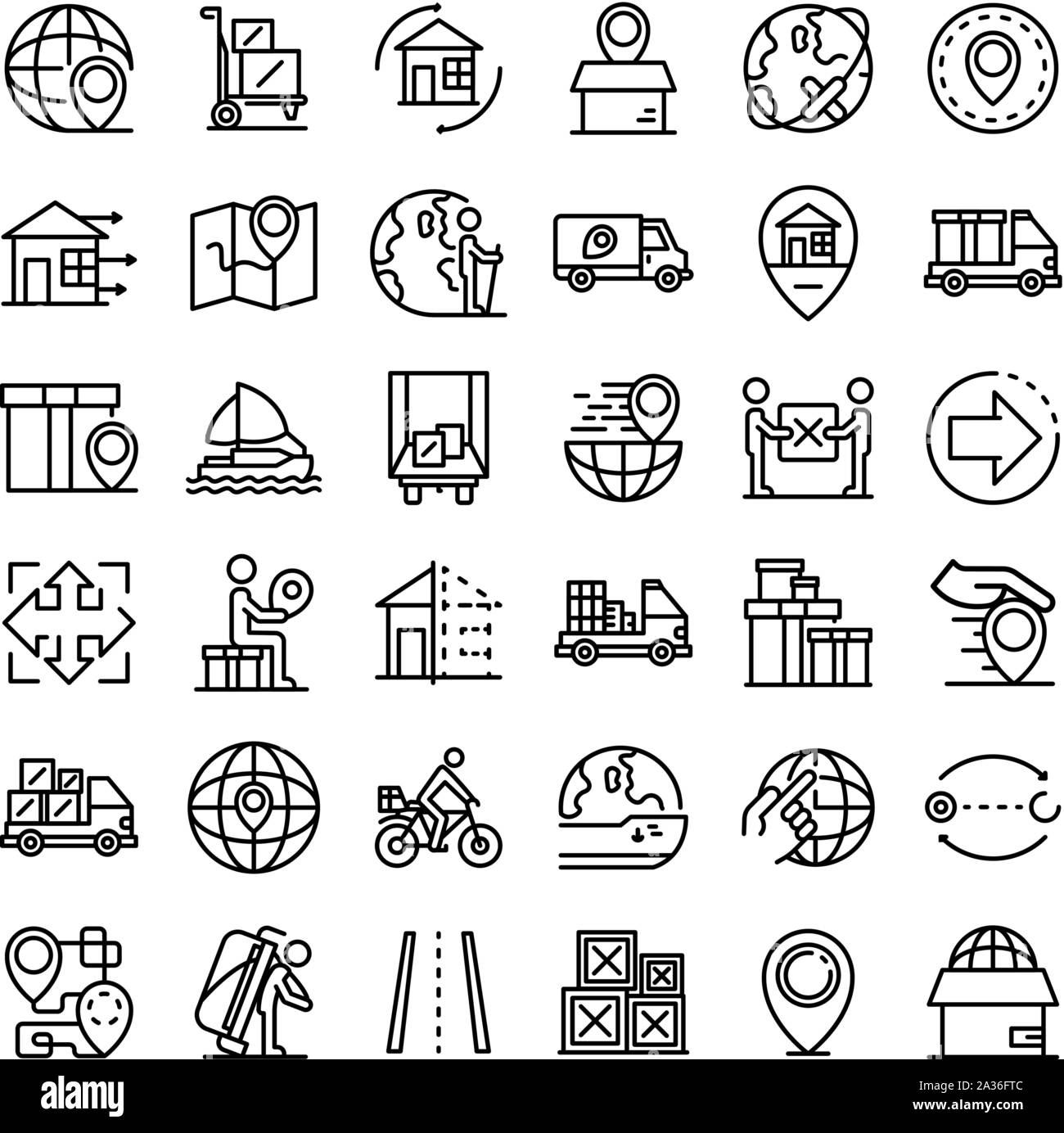 Trasferimento set di icone di stile di contorno Illustrazione Vettoriale