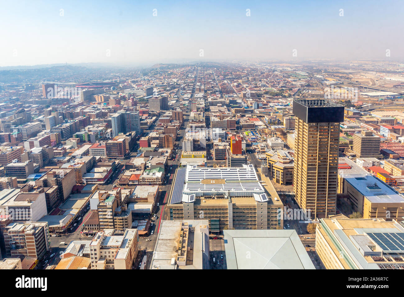 Il quartiere centrale degli affari della città di Johannesburg panorama, Sud Africa Foto Stock