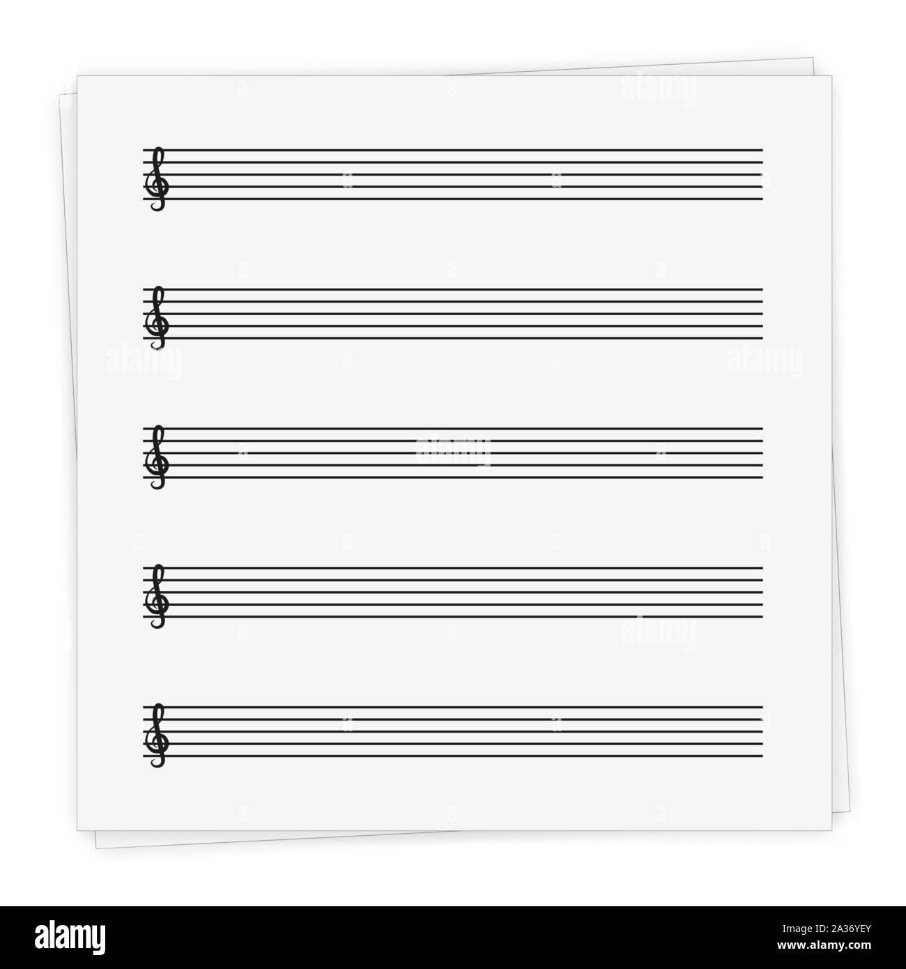 Musica foglio notebook isolati su sfondo bianco, illustrazione vettoriale. Illustrazione Vettoriale