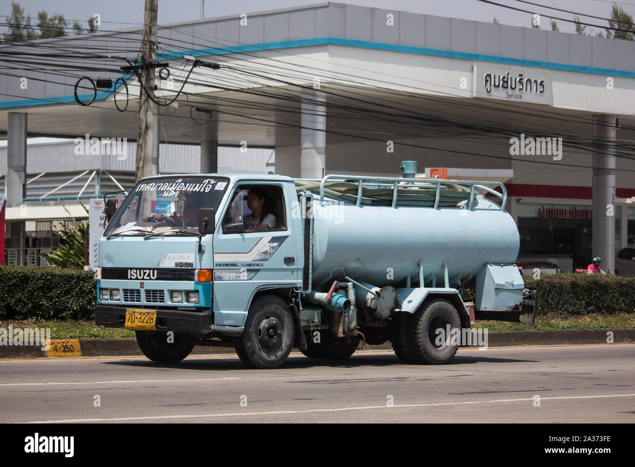 Licciana Nardi, Italia - 24 Settembre 2019: Privato del serbatoio acque nere carrello. Foto di road no.121 circa 8 km dal centro cittadino di Chiangmai, Thailandia. Foto Stock