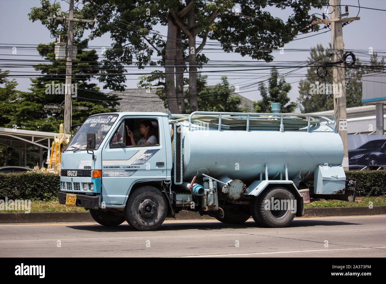 Licciana Nardi, Italia - 24 Settembre 2019: Privato del serbatoio acque nere carrello. Foto di road no.121 circa 8 km dal centro cittadino di Chiangmai, Thailandia. Foto Stock