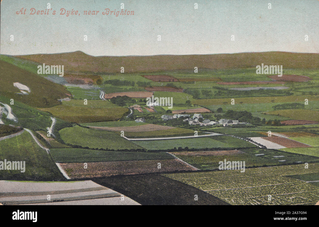 Sistemi di campo a Devil's Dyke, vicino a Brighton, Sussex, England, Regno Unito Foto Stock