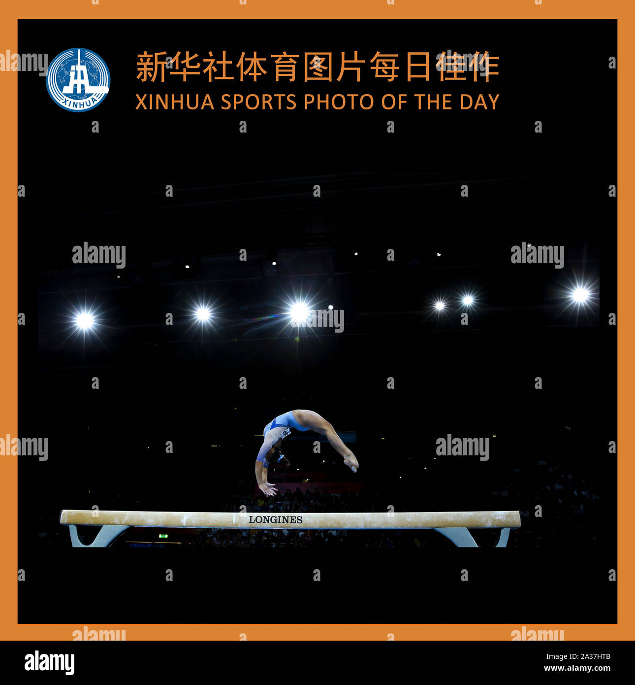 (191006) -- PECHINO, 6 ott. 2019 (Xinhua) -- XINHUA SPORT FOTO DEL GIORNO PUBBLICATO IL 6 OTTOBRE 2019. Sunisa Lee degli Stati Uniti compete sul fascio di equilibrio durante la donna qualifiche del 2019 figura di Ginnastica Artistica Campionati del Mondo a Stoccarda, Germania, il 5 ottobre 2019. (Xinhua/Zhang Cheng) Foto Stock