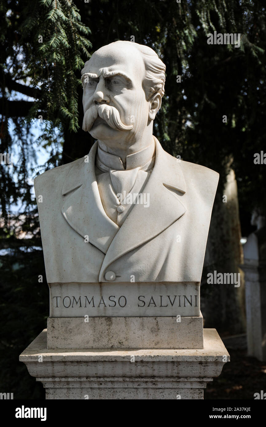 Busto di attore italiano Tommaso Salvini in passeggiata del Gianicolo in Roma, Italia Foto Stock