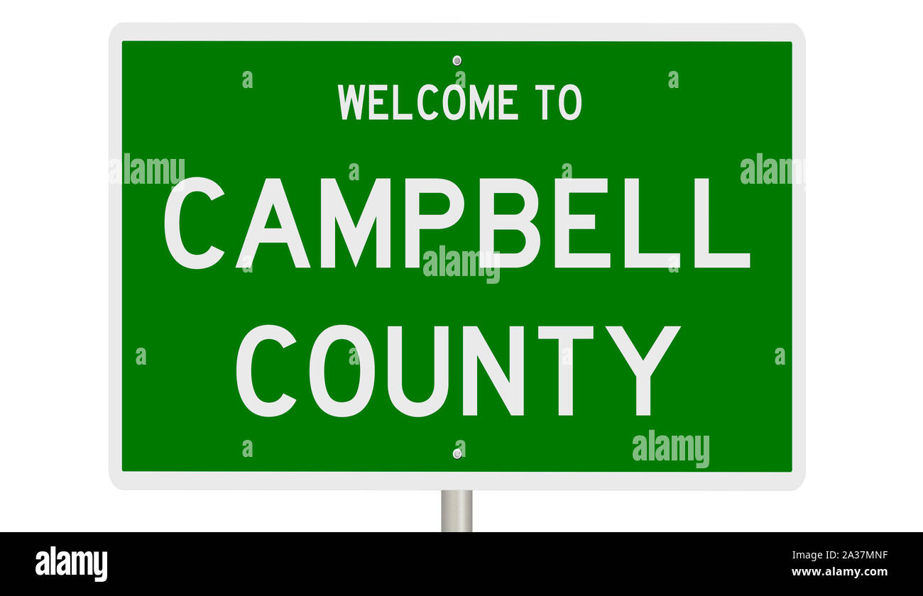 Il rendering di un verde 3d autostrada segno per la contea di Campbell Foto Stock