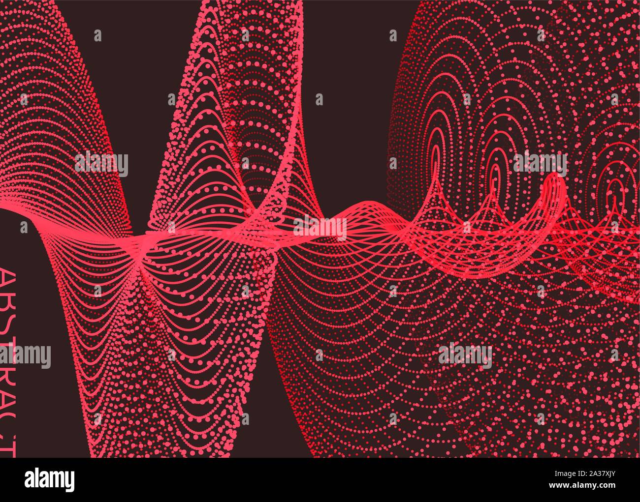 Le onde sonore. Grande per la visualizzazione di dati. Array con particelle di dinamica. Abstract design a griglia. 3d illustrazione vettoriale per la scienza e la tecnologia. Illustrazione Vettoriale