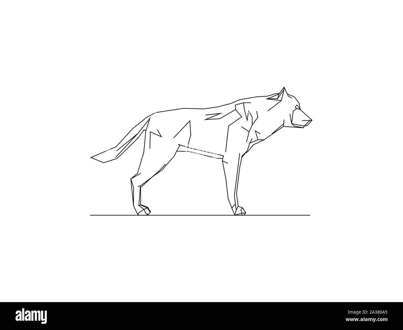 Illustrazione vettoriale di un lupo isolato su sfondo bianco Illustrazione Vettoriale