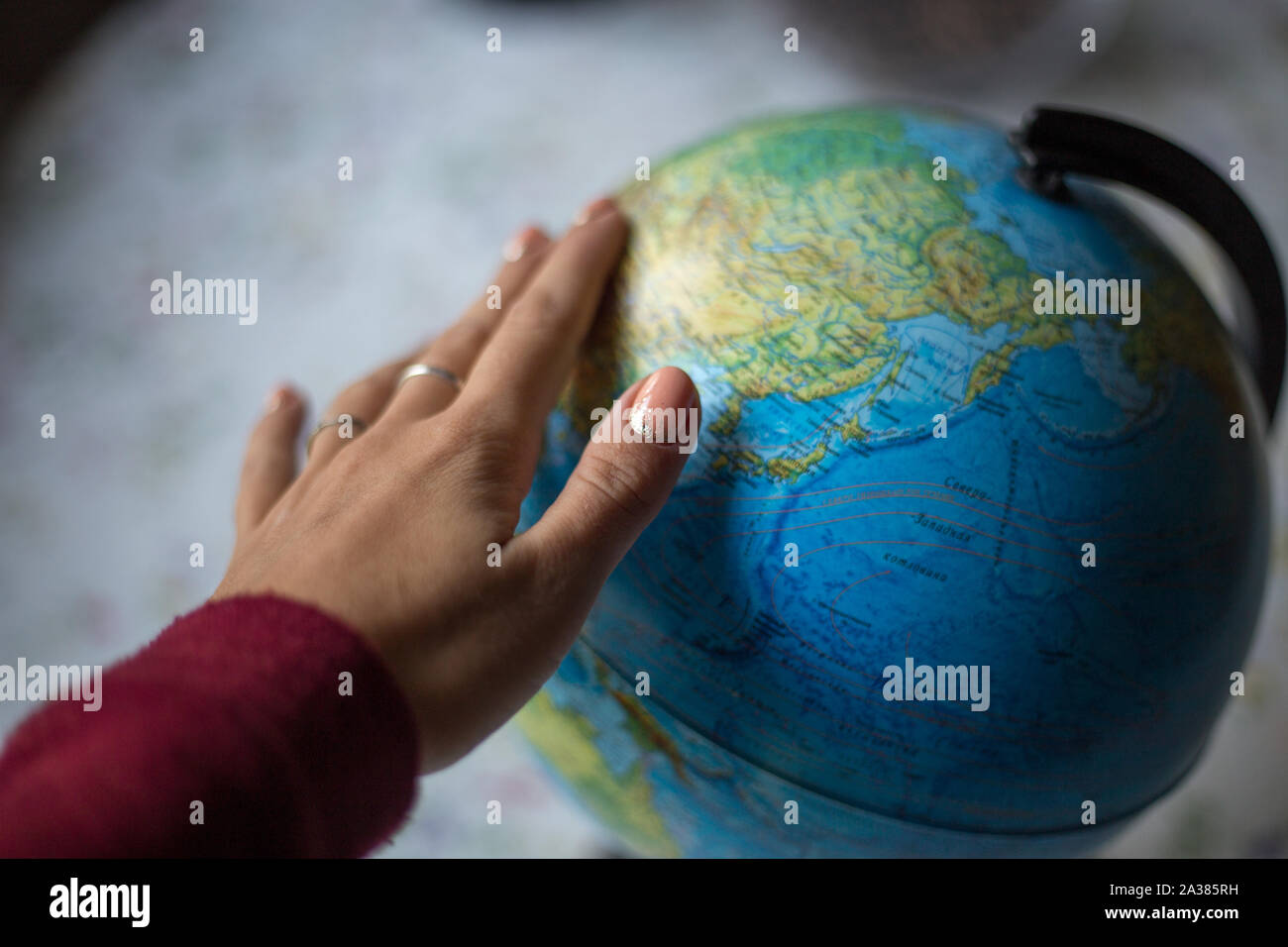 Globo mappa World Travel esplorare il concetto di destinazione Foto Stock