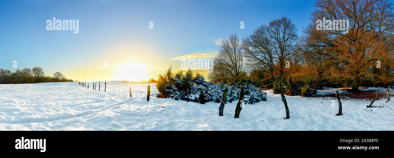 Winterliche Landschaft Bei Sonnenuntergang Foto Stock