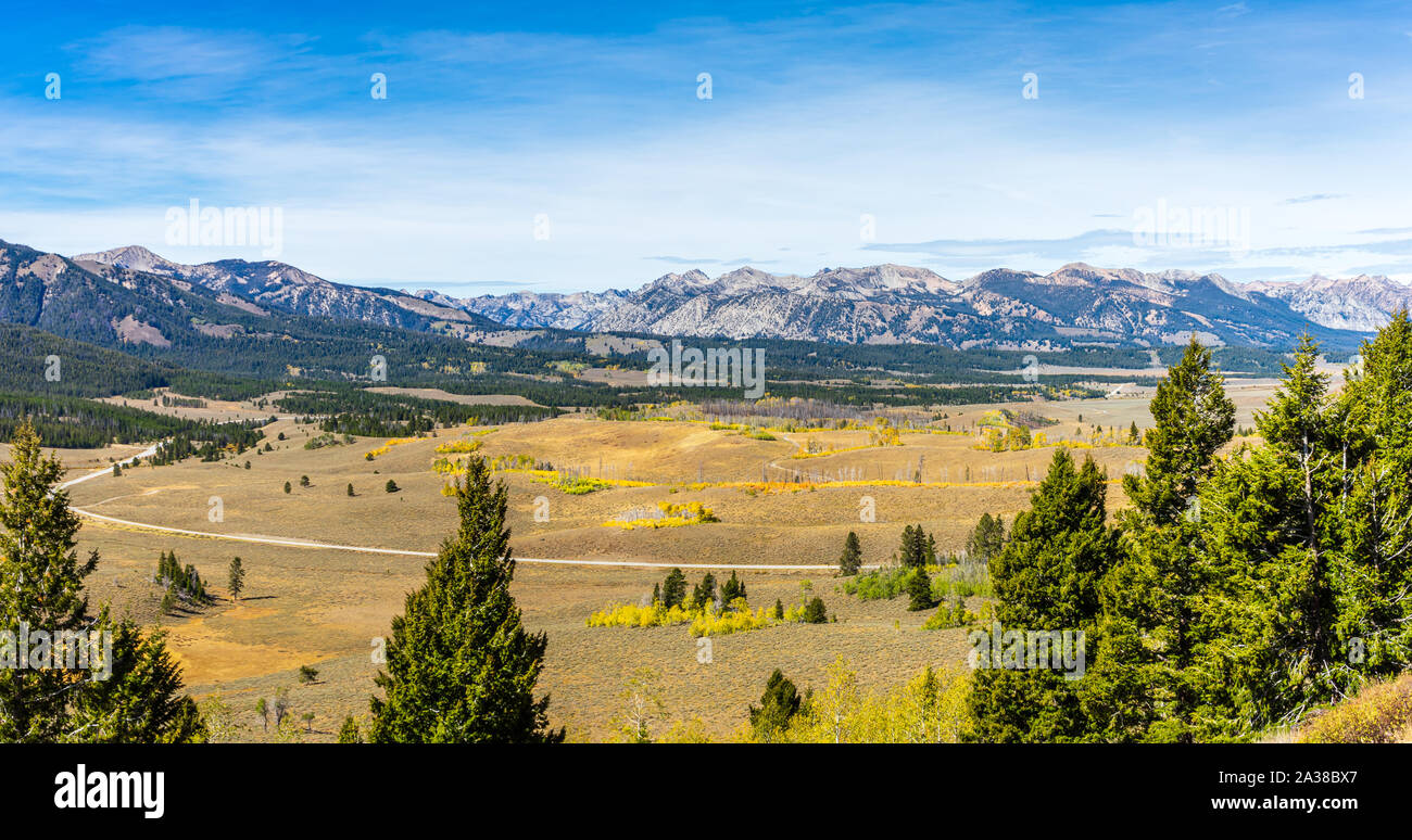 Iniziando il nostro salire Galena Vertice sulla US Highway 75. Guarda le sorgenti del fiume di salmoni Foto Stock