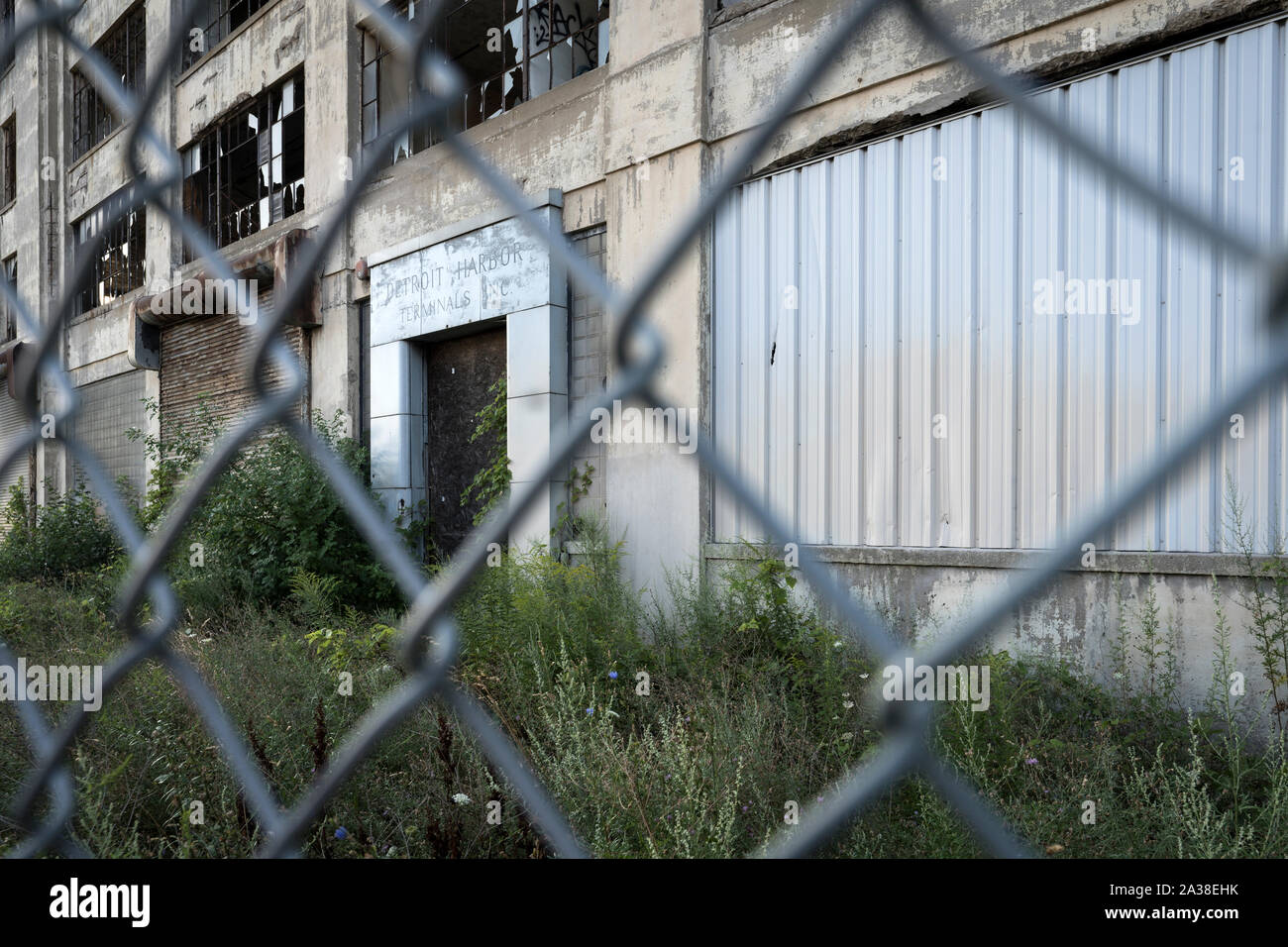 Abbandonato Detroit terminali del porto Foto Stock