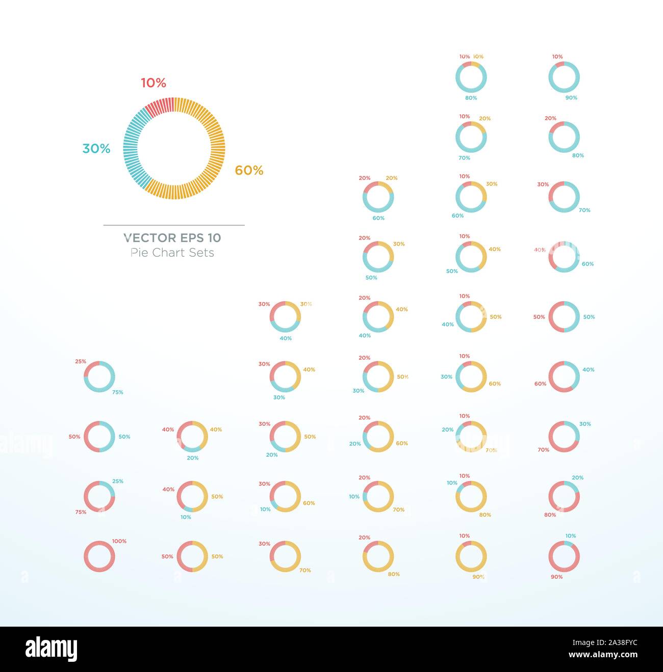 Grafico a torta vettore Diagramma circolare ed infografico percentuale Illustrazione Vettoriale