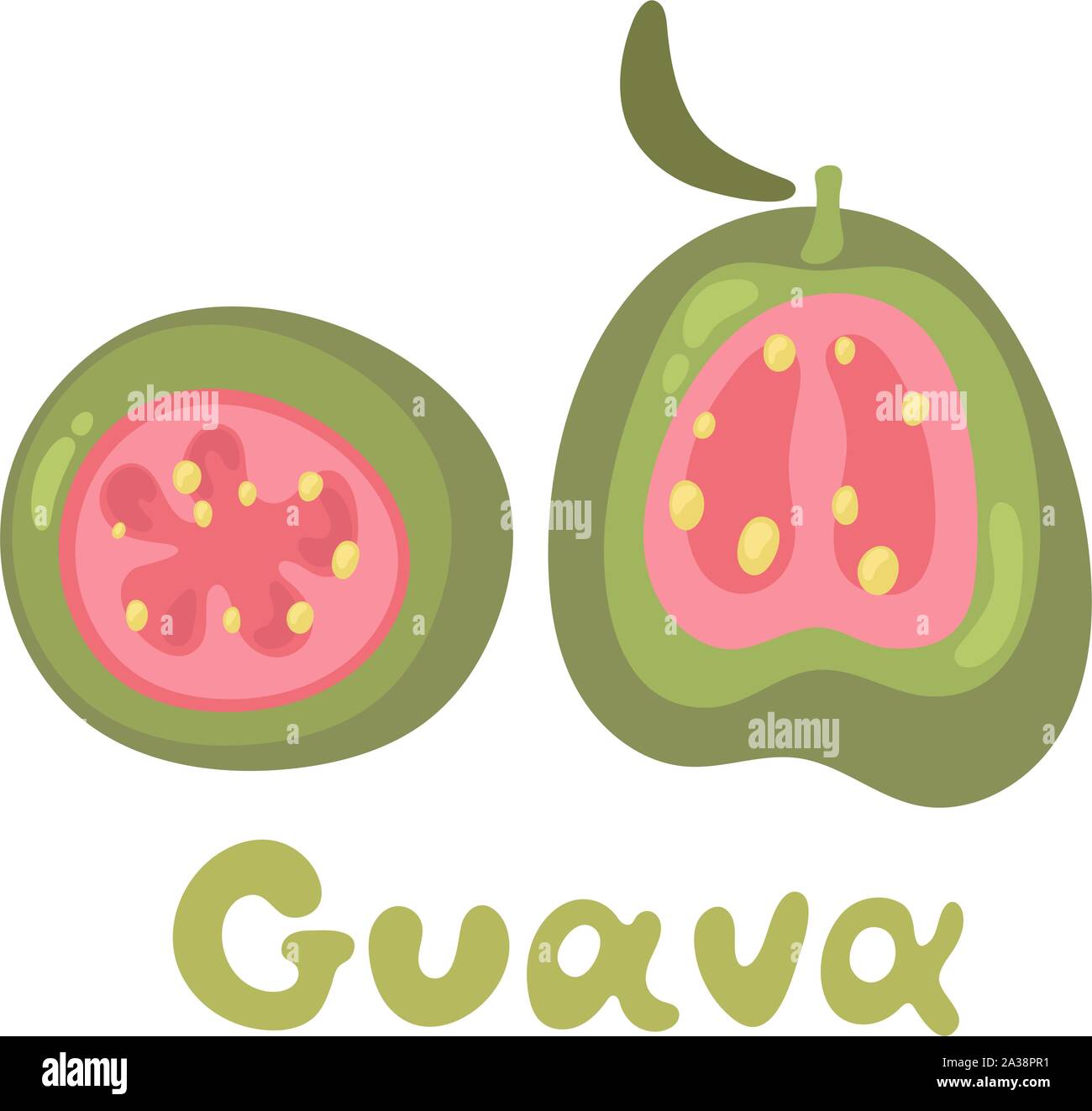 La metà della guaiava icona. Oggetto isolato. Guaiava logo. Vitamina sano cibo. Illustrazione Vettoriale Illustrazione Vettoriale