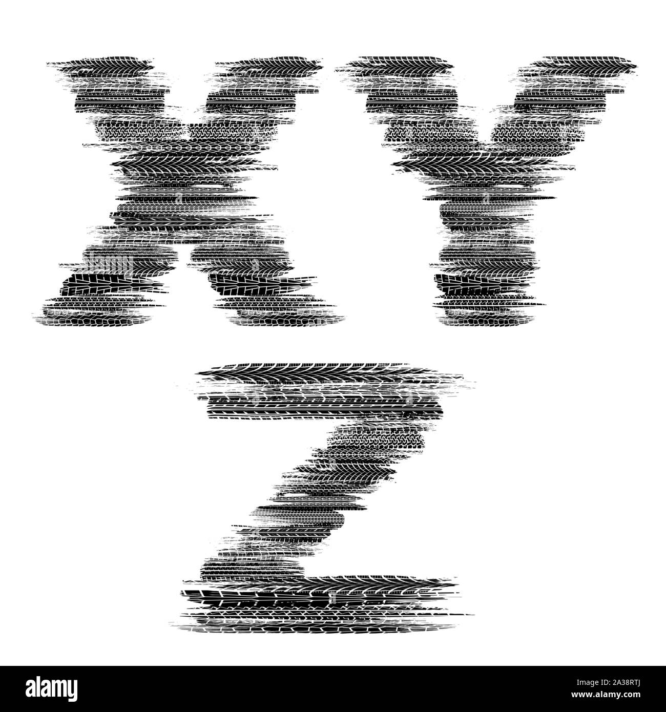 Nero grunge alfabeto inglese lettere con tracce di pneumatici isolati su  sfondo bianco Immagine e Vettoriale - Alamy