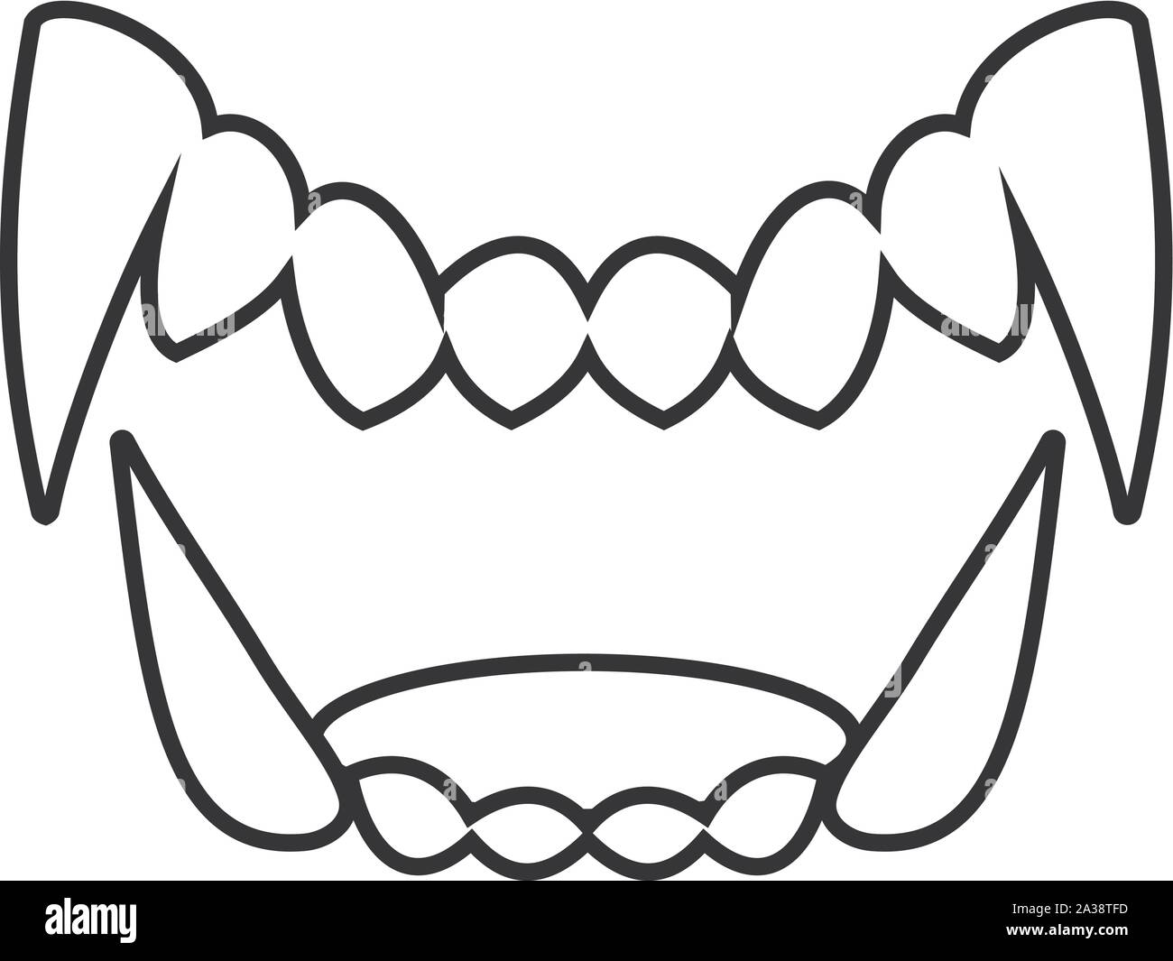 Isolato in bianco e nero bianco di dramma icona Fang Illustrazione Vettoriale