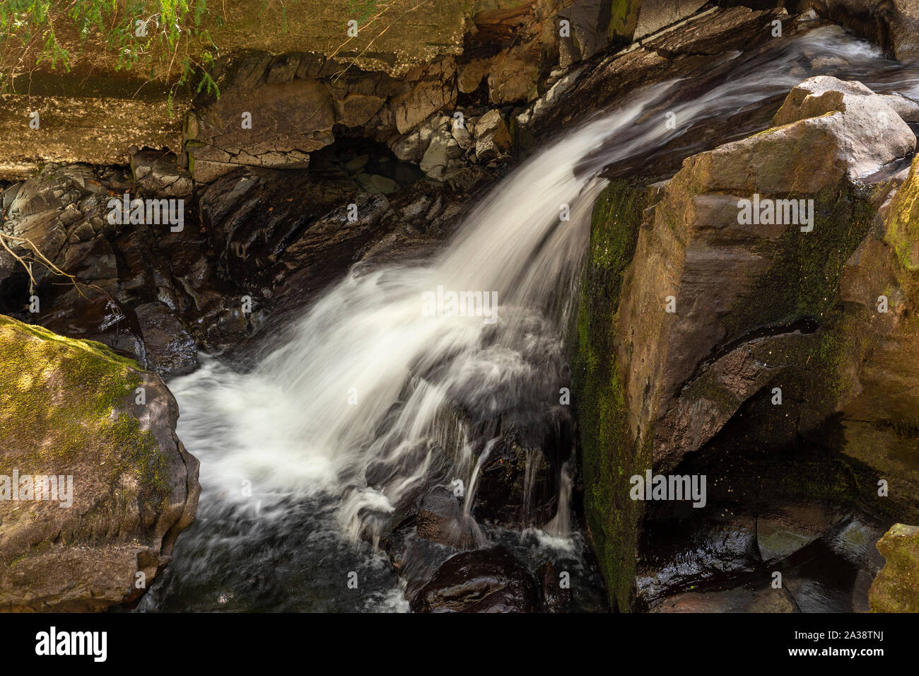 Le Fairy Falls cascate all Trefriw, Snowdonia, il Galles del Nord Foto Stock