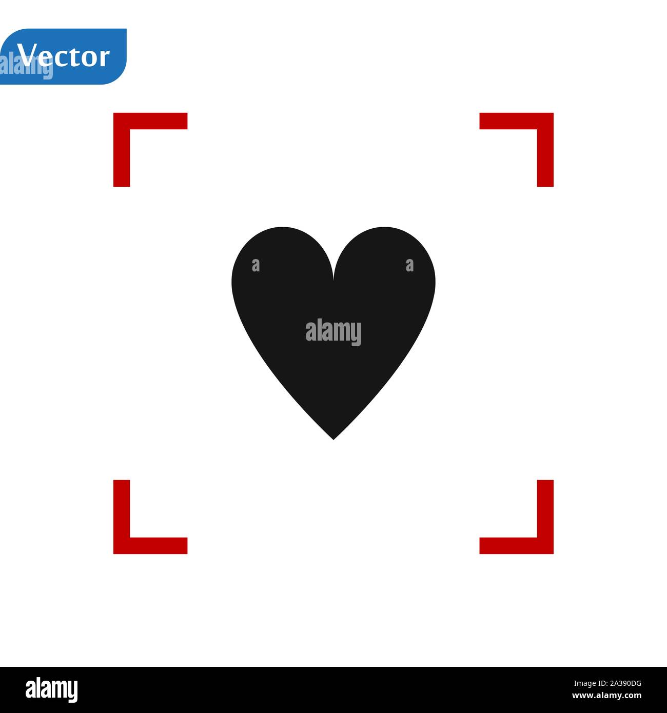 Cuore nero icona di un mirino rosso isolato su sfondo bianco. Concettuale illustrazione vettoriale, facile da modificare. eps10 Illustrazione Vettoriale