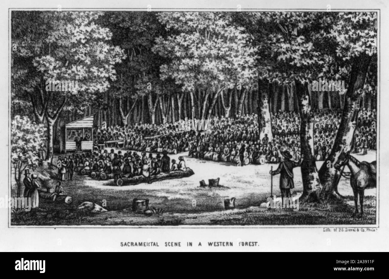 Scena sacramentale in un western forest Foto Stock