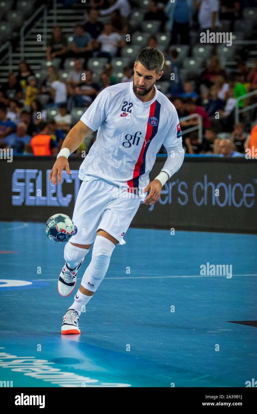 Zagabria, Croazia - 14 settembre 2019: EHF man's Championship League. PPD Zagreb vs. Paris Saint-Germain. In azione KARABATIC Luka (22) Foto Stock