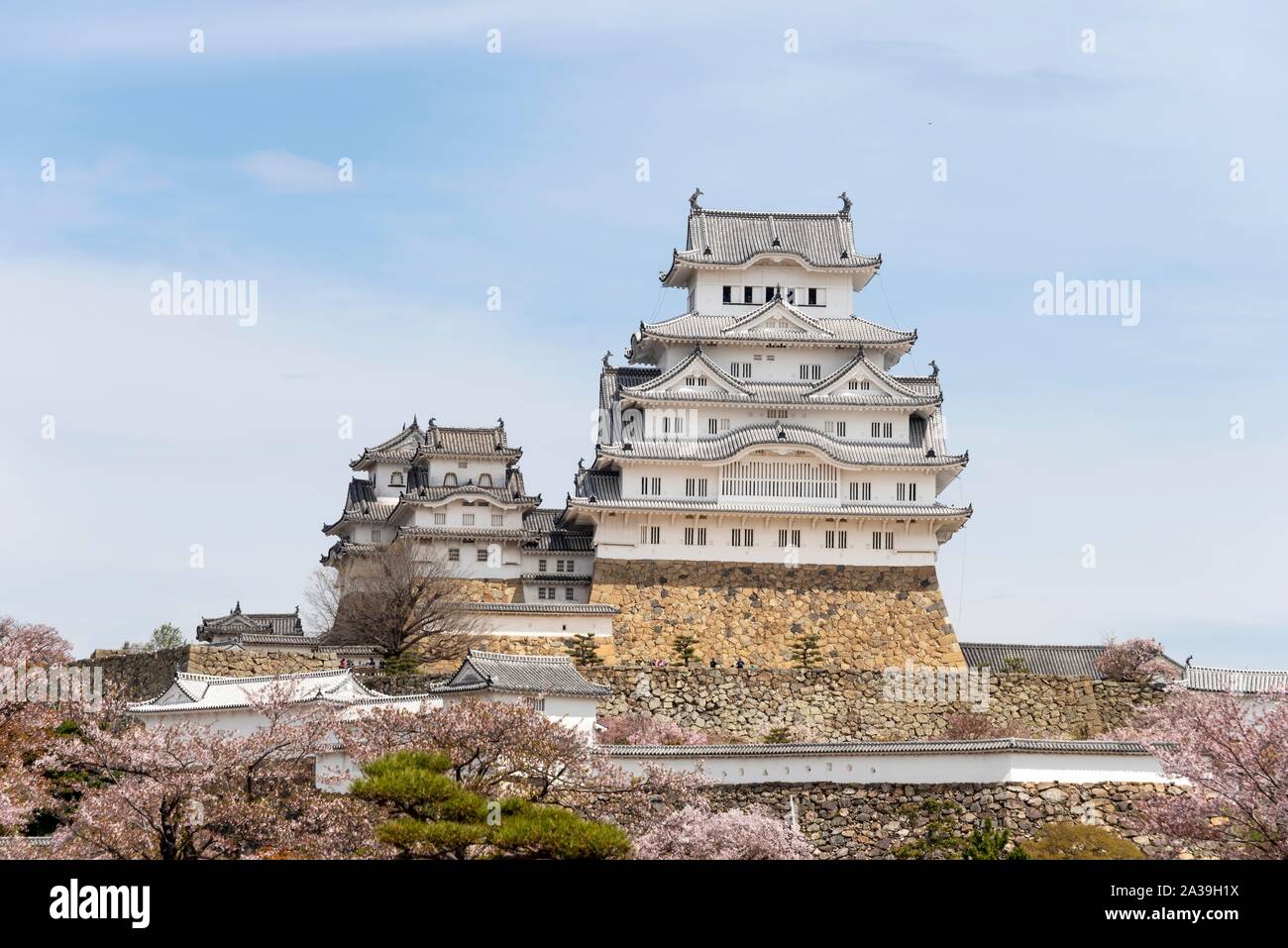 Il castello di Himeji, Himeji-jo, Shirasagijo o airone bianco, il castello di Himeji, Prefettura di Hyogo, Giappone Foto Stock