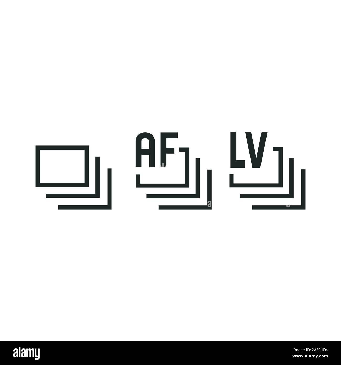 Lo scatto continuo icon set, modalità burst simbolo. Pila di strati icona. Stock illustrazione vettoriale isolato su bianco Illustrazione Vettoriale