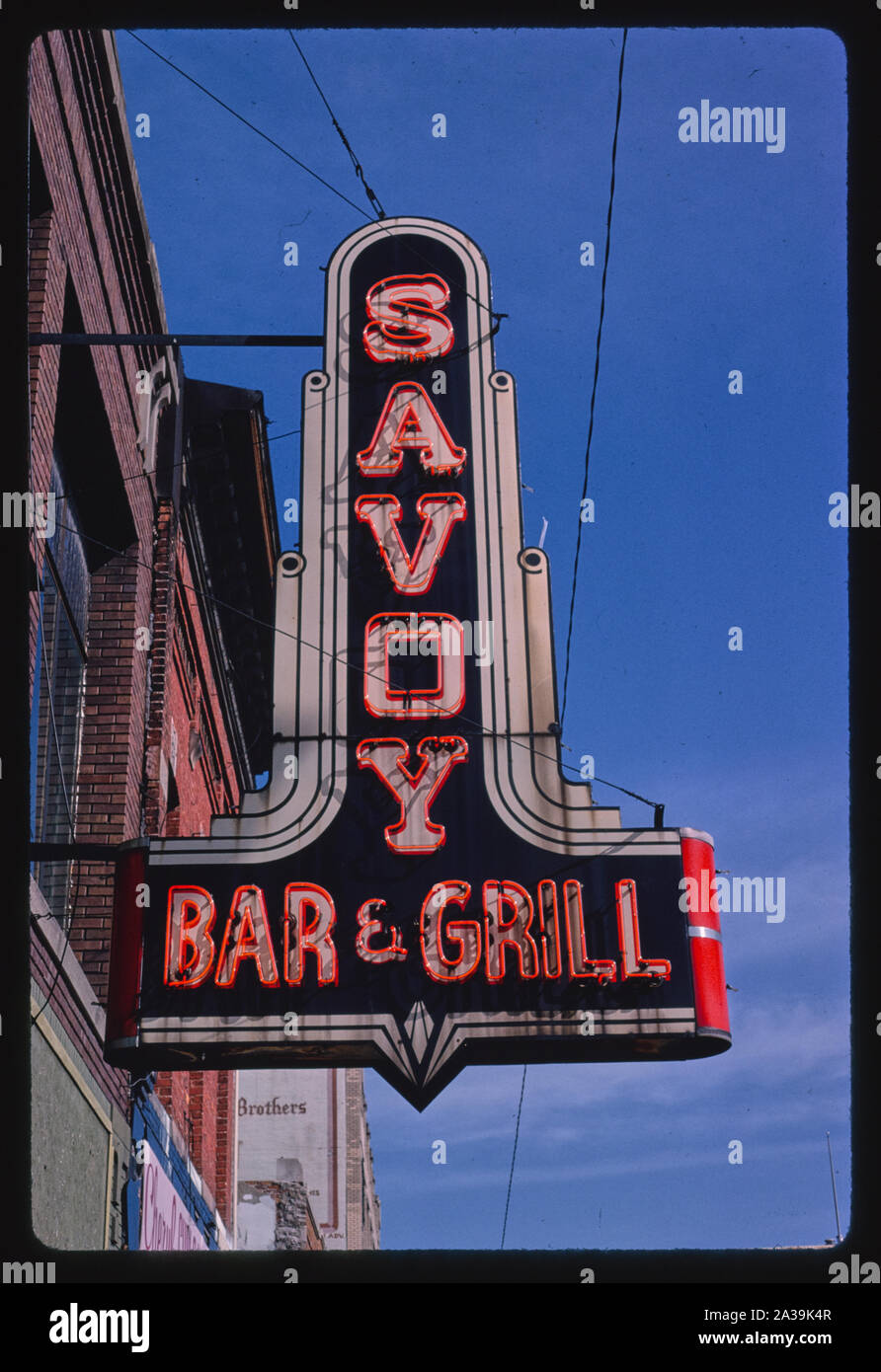 Savoy Bar & Grill segno, Franklin Street, Saginaw, Michigan Foto Stock