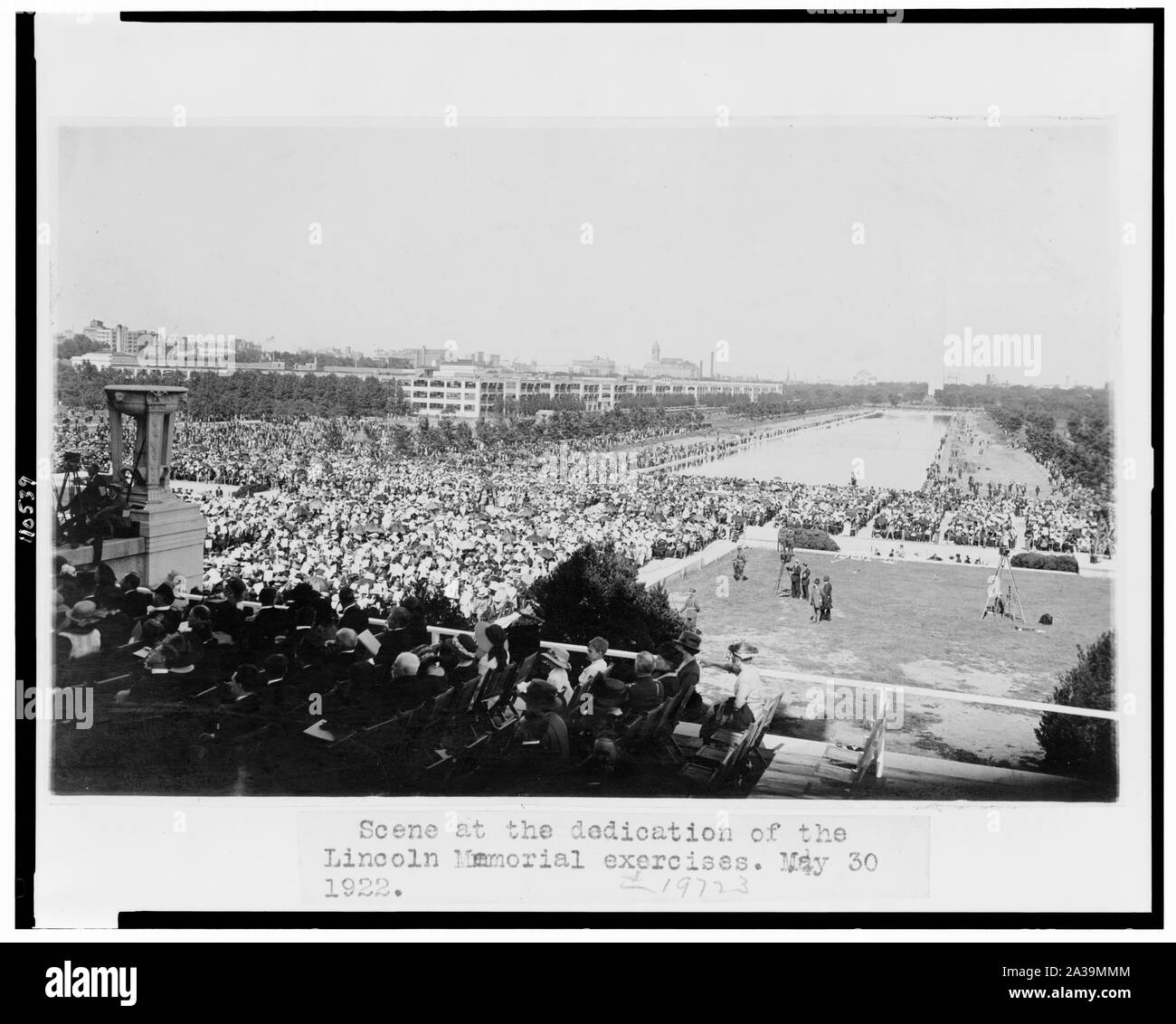 Scena alla dedizione del Lincoln Memorial esercitazioni; Foto Stock