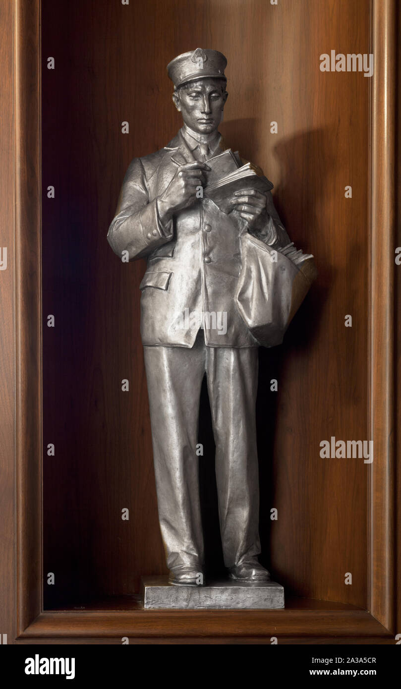 La scultura contemporanea, portalettere di Attilio Piccirilli al William Jefferson Clinton edificio federale, Washington D.C. Foto Stock