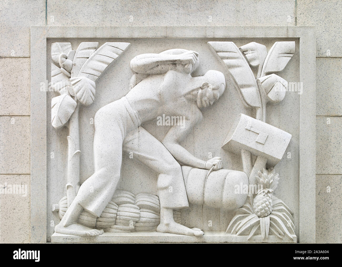 La scultura di recapito di posta a ovest il Robert C. Nix Federal Courthouse, Philadelphia, Pennsylvania Foto Stock