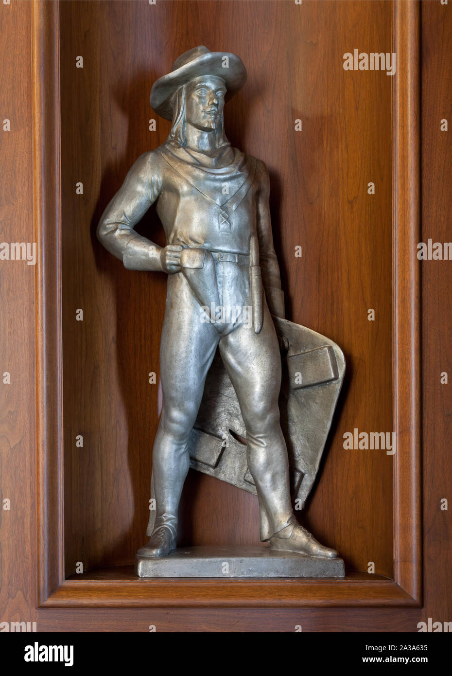 La scultura Pony Express mail carrier, 1850-1858, da Arthur Lee all'Ariel Rios Edificio Federale di Washington, D.C. Foto Stock