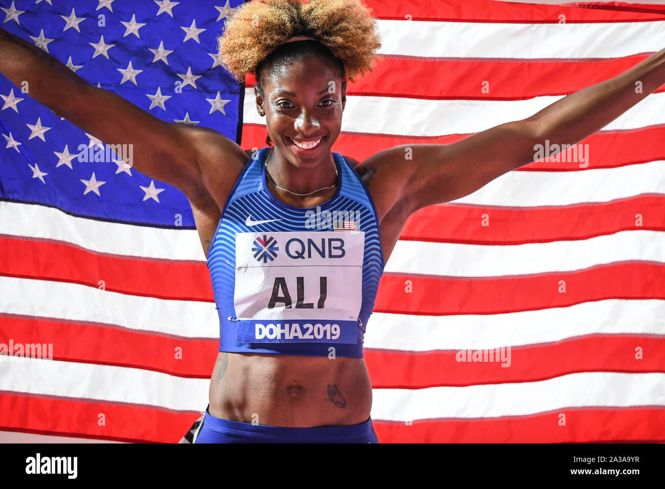 NIA Ali (USA). 100 metri Hurdles medaglia d'oro. IAAF World Athletics Championships, Doha 2019 Foto Stock