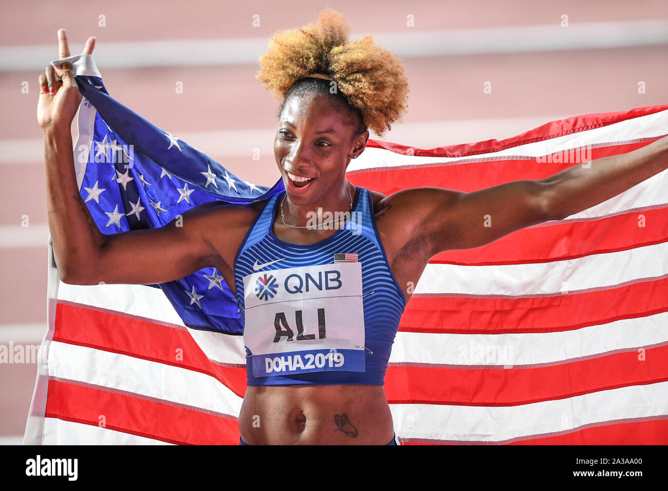 NIA Ali (USA). 100 metri Hurdles medaglia d'oro. IAAF World Athletics Championships, Doha 2019 Foto Stock