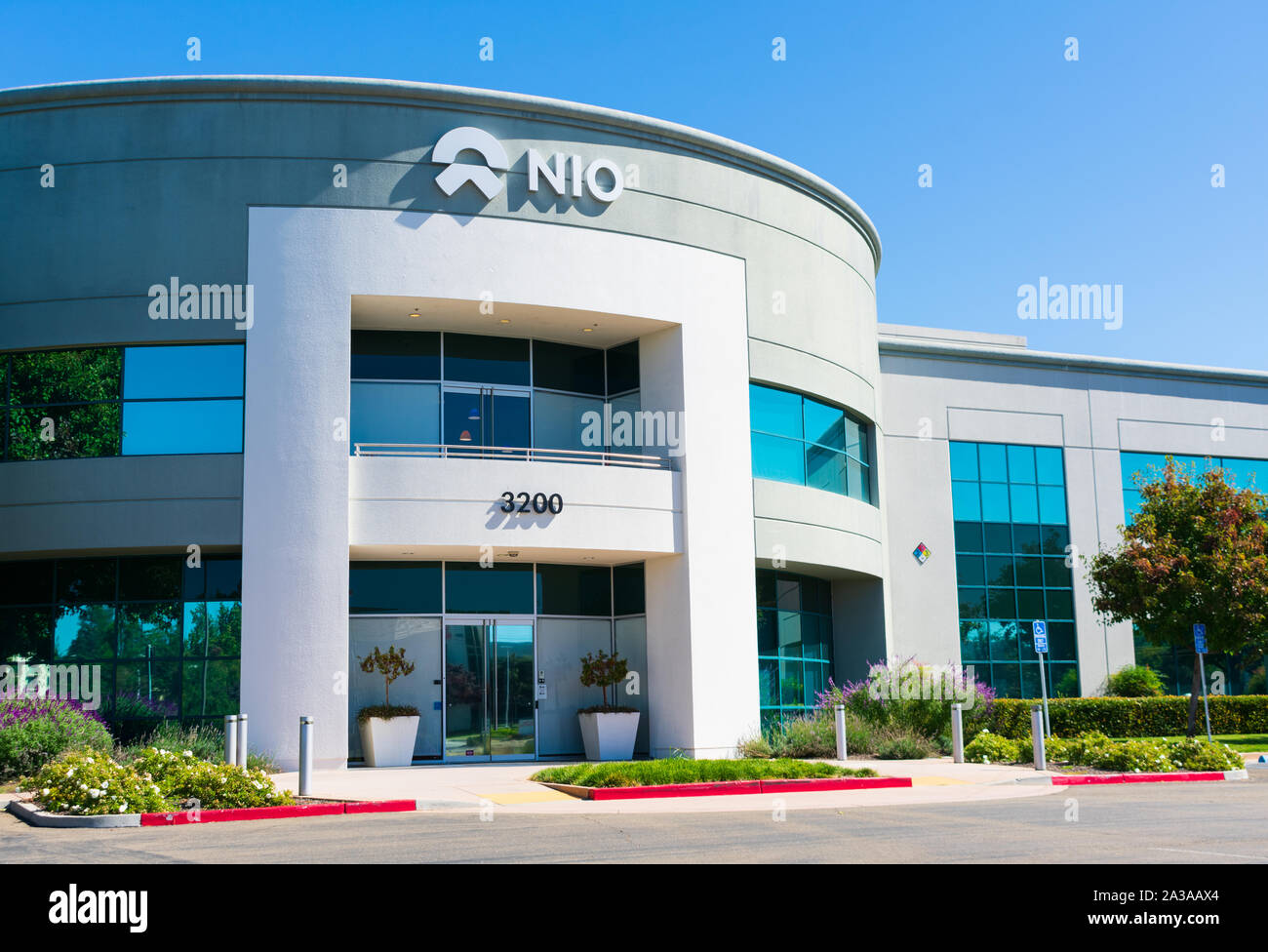 NIO North American sede e lo sviluppo globale del software center nella Silicon Valley. Nio è Cinese elettrico veicoli autonomi fabbricante Foto Stock