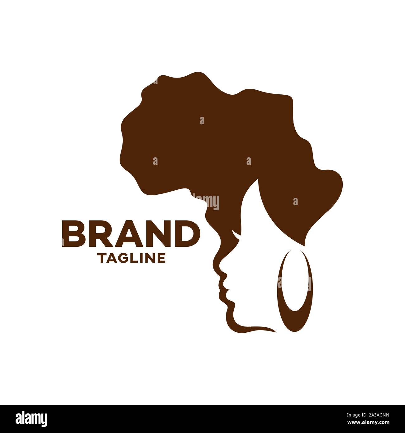 Logo moderno la bellezza e la donna africana. Illustrazione Vettoriale