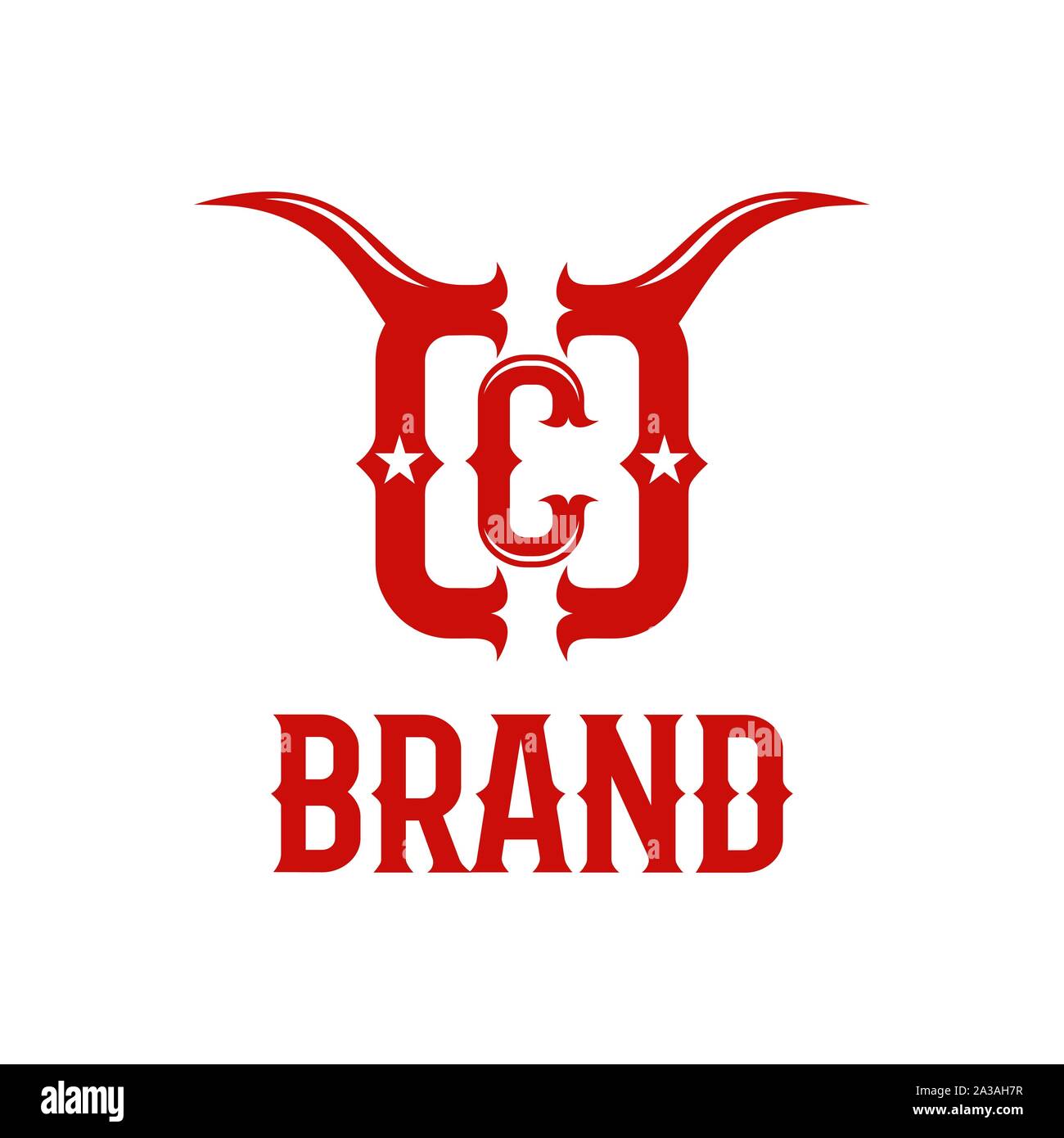 Moderno bull corna e lettera c logo Illustrazione Vettoriale