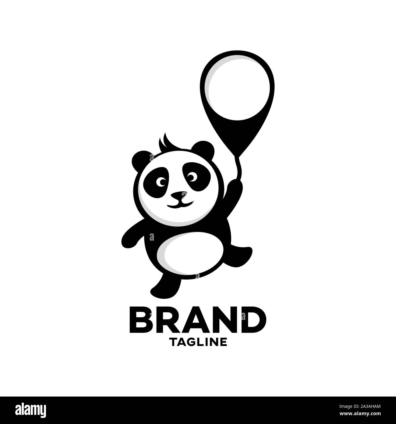 Panda moderno su un logo a palloncino Illustrazione Vettoriale