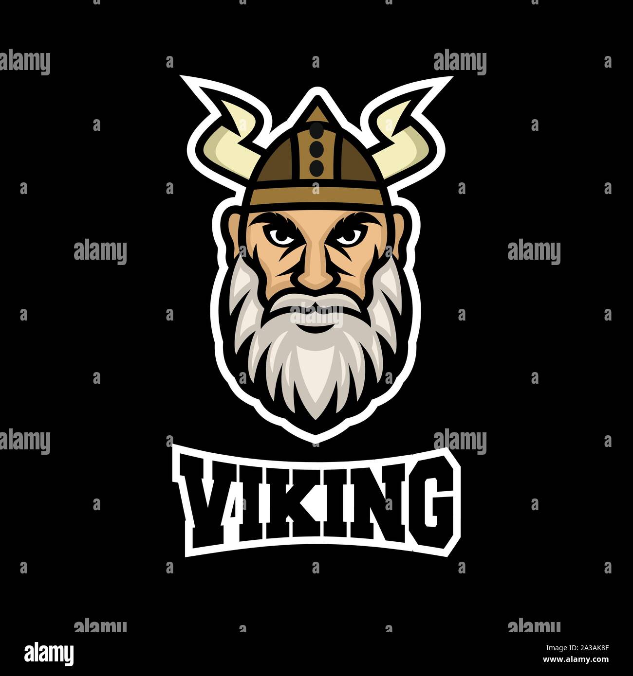 Mascotte moderno viking logo. Illustrazione Vettoriale. Illustrazione Vettoriale