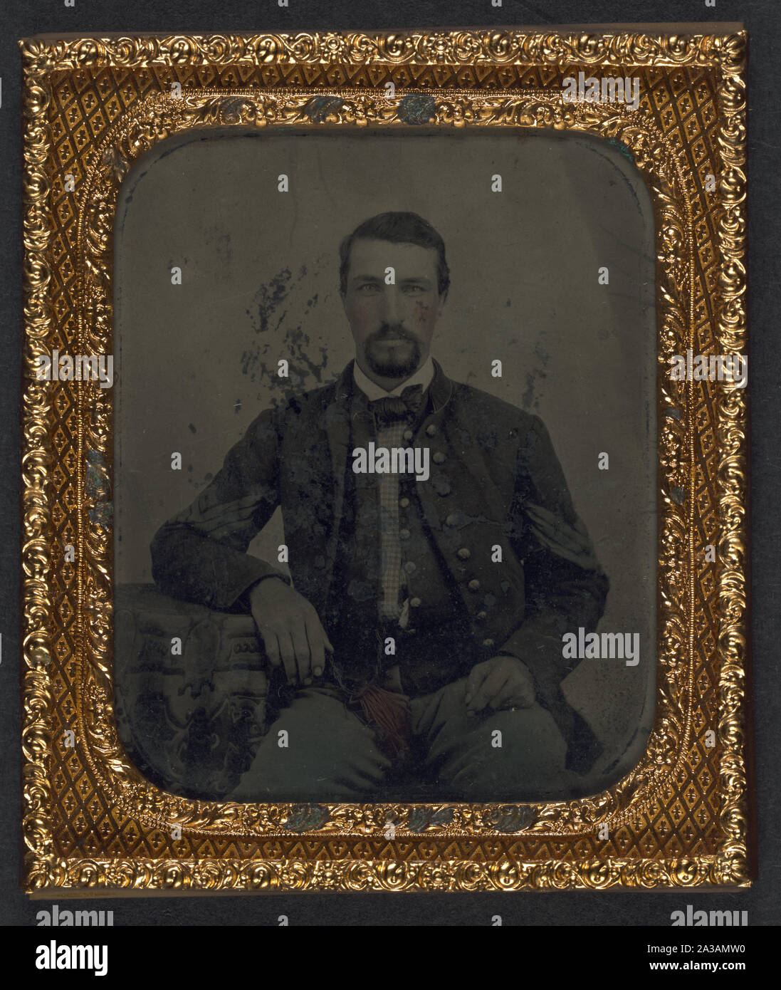 Il sergente B. F. Smith della Società B, 52nd Virginia reggimento di fanteria, e società F, 1a Virginia reggimento di cavalleria Foto Stock