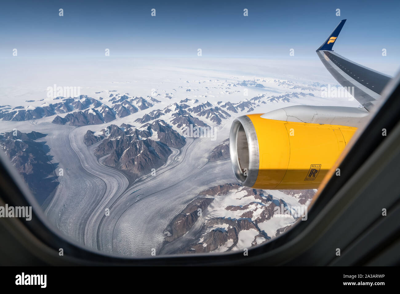 Sorvolando la Groenlandia Foto Stock