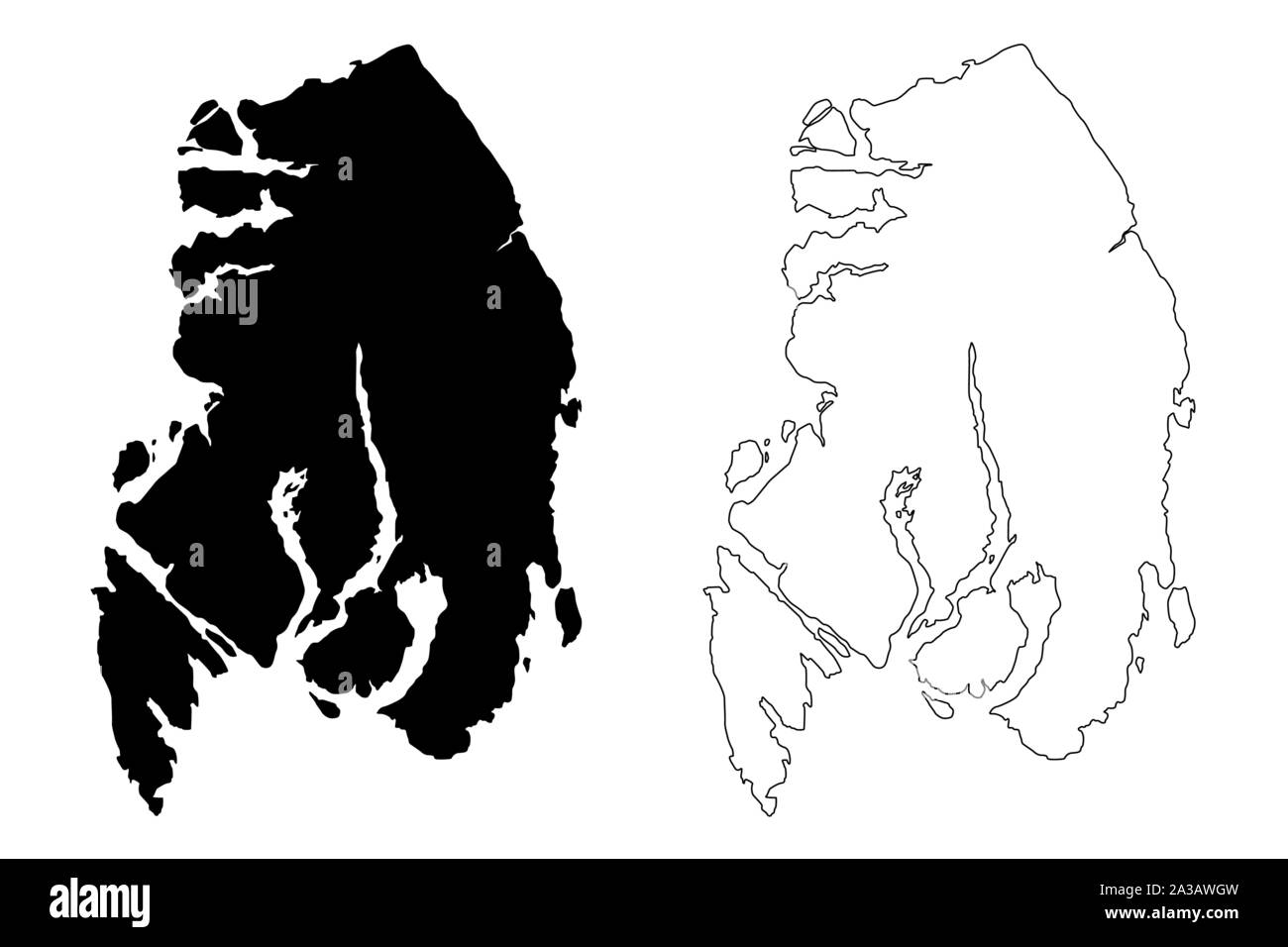Ketchikan Gateway Borough, Alaska (comuni e zone di censimento in Alaska, Stati Uniti d'America,USA, Stati Uniti, US) mappa illustrazione vettoriale, scribble sket Illustrazione Vettoriale
