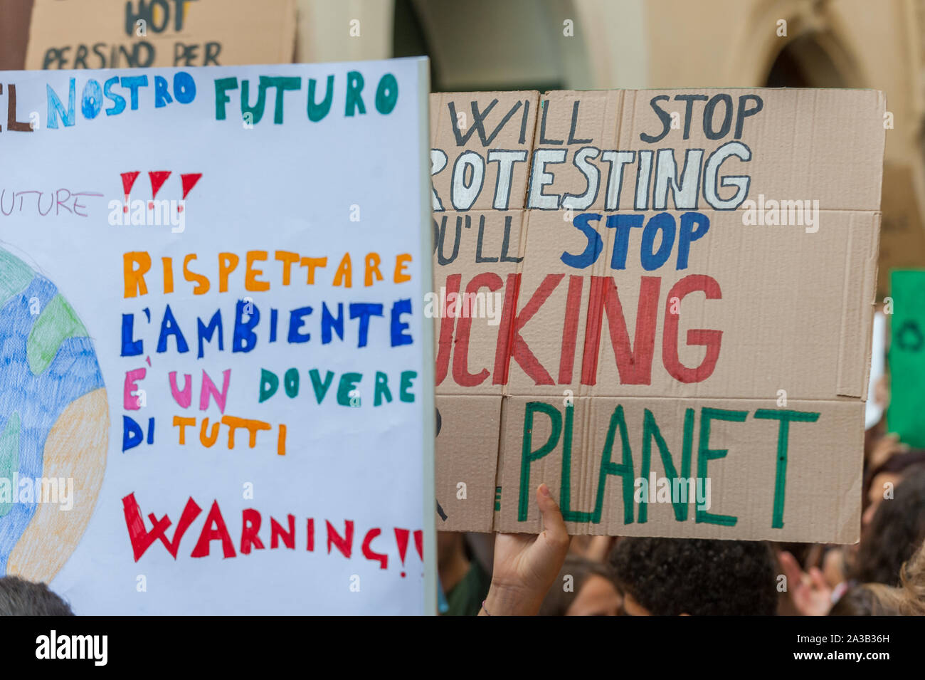 Sciopero della scuola per il clima, venerdì per il futuro; Lecce 27 settembre 2019 Foto Stock