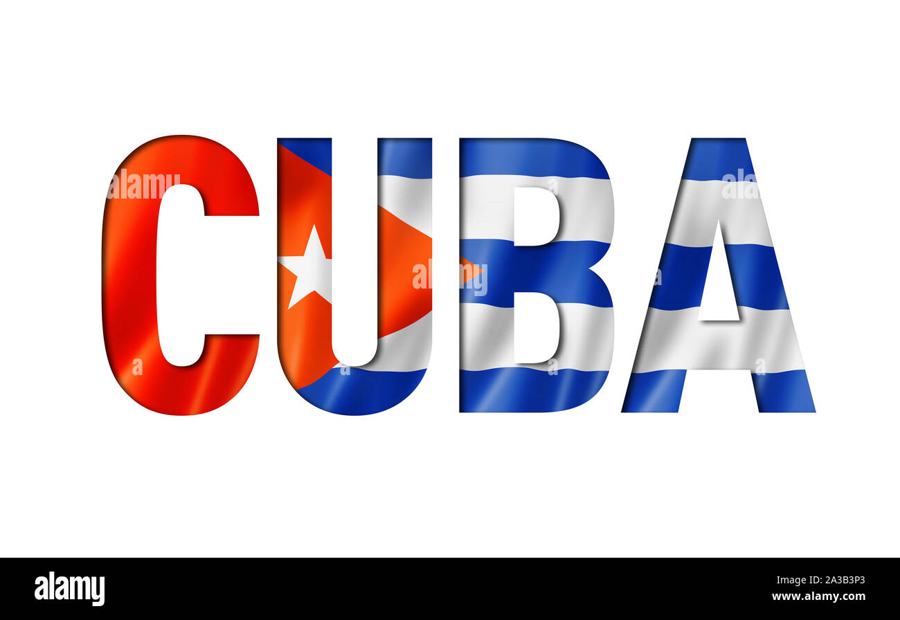 Bandiera cubana il font del testo. cuba sfondo del simbolo Foto Stock