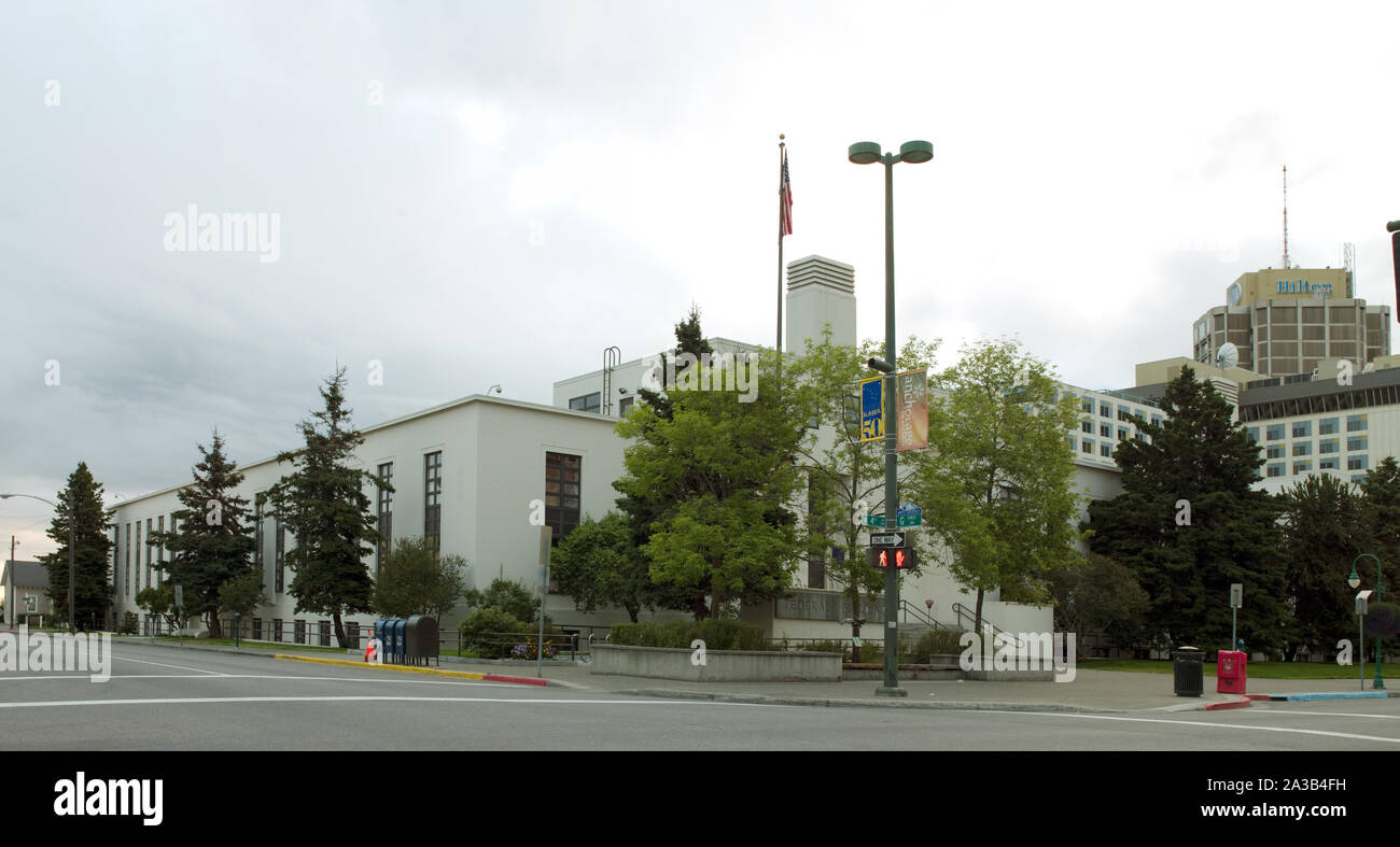 Lato obliquo, Edificio Federale, Anchorage in Alaska, Foto Stock