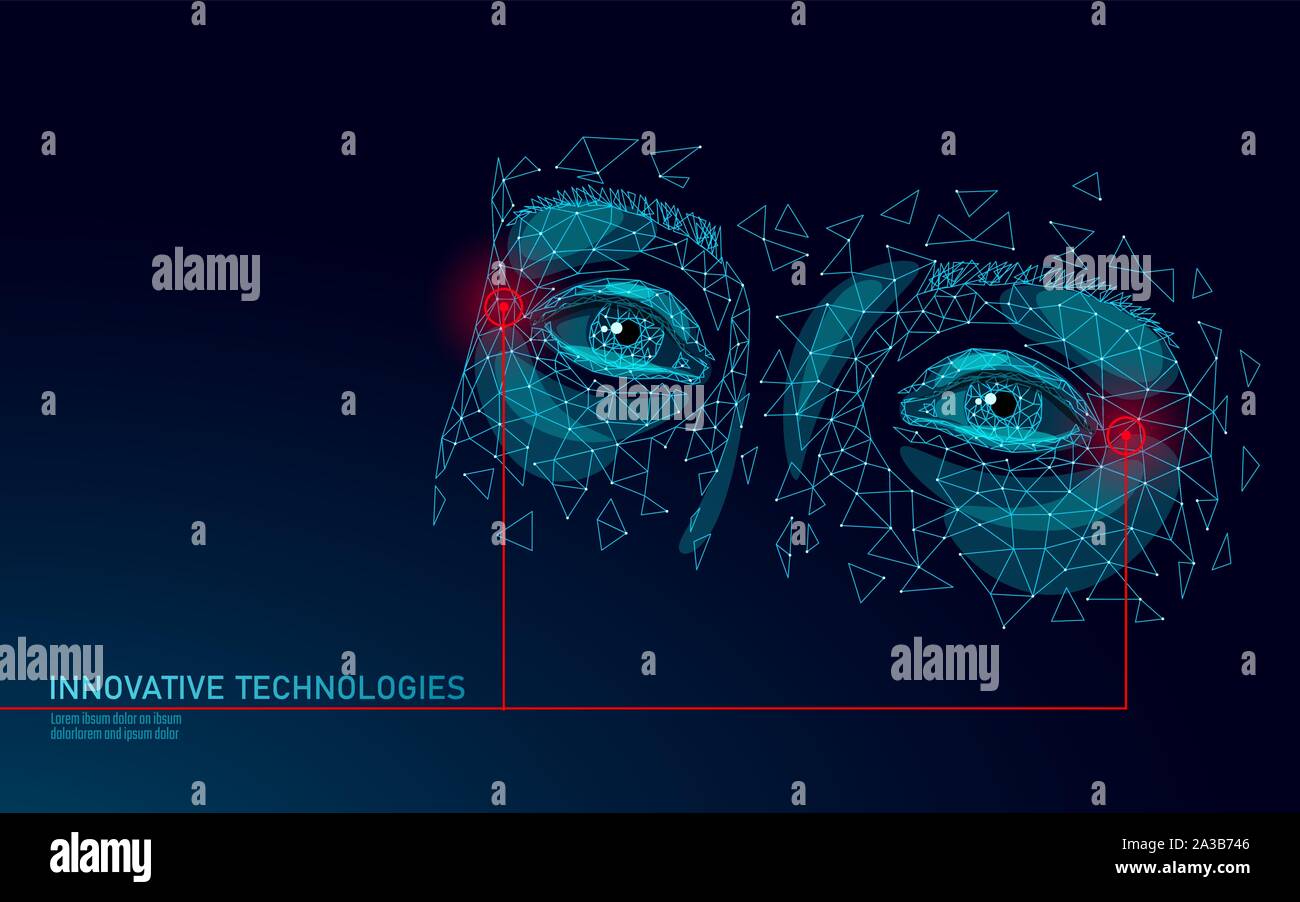 Bassa poli femmina faccia palpebrale laser trattamento della pelle. Procedura di ringiovanimento del salone di bellezza per la cura degli occhi. Clinica di medicina cosmetologia innovazione tecnologica. 3D Illustrazione Vettoriale