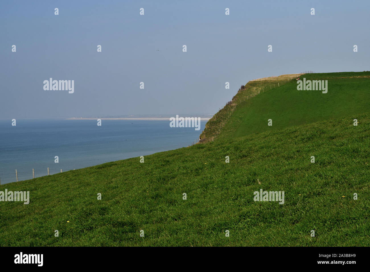 Les falaises entre le bois de Cise et mers les bains, chemins de pedestri avec vue sur la mer, la Baie de Somme, Ault, Onival, Cayeux sur mer Foto Stock