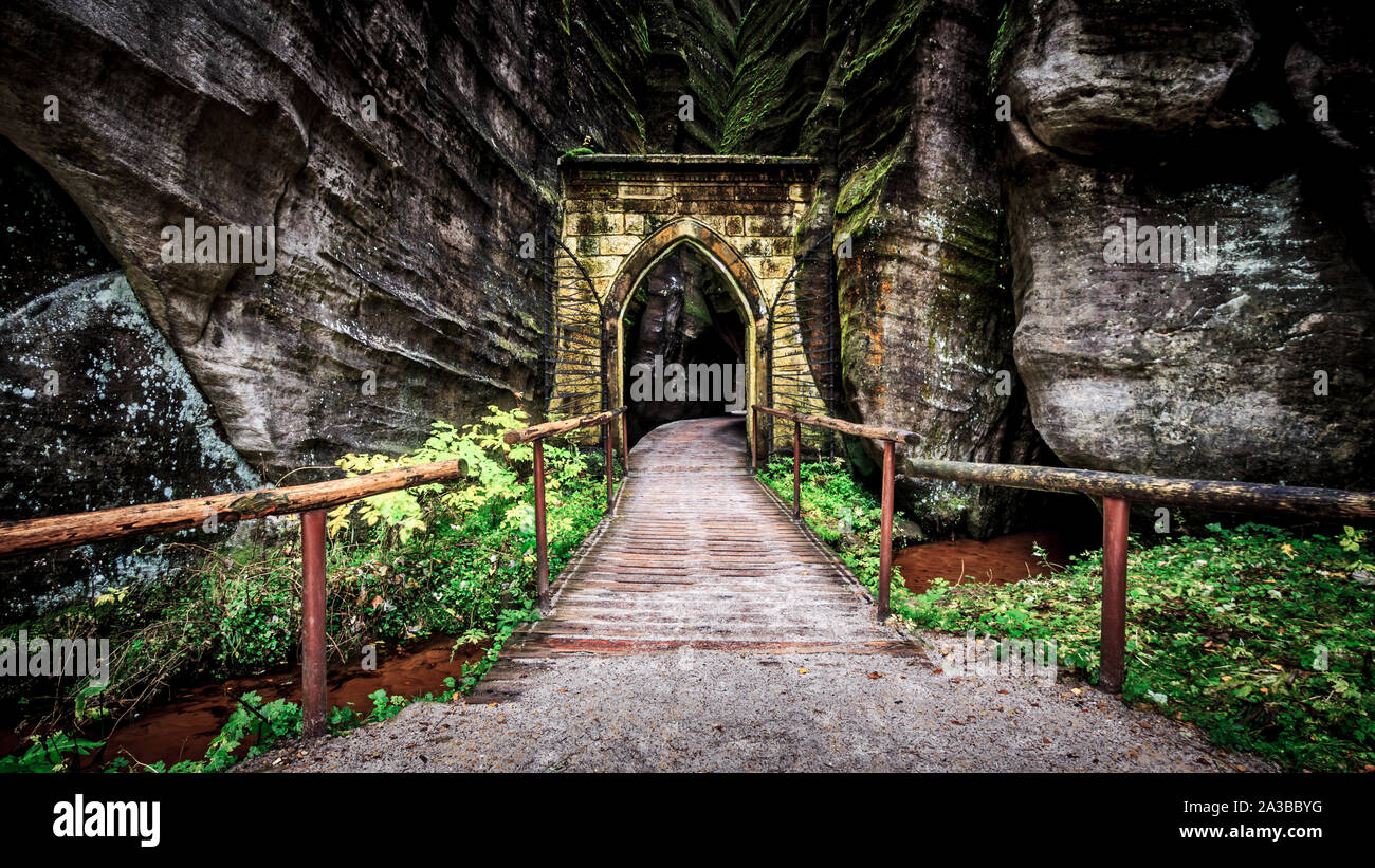 Rocce Adrspach-Teplice, Repubblica Ceca Foto Stock